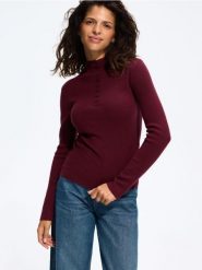Sweter z domieszką wiskozy - bordowy. Czerwone swetry damskie Reserved, l, bez wzorów, z dzianiny, bez kołnierzyka, bez ramiączek, bez kaptura. Za 109.99 zł.