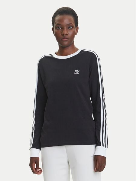 Adidas Bluzka adicolor 3-Stripes JC5774 Czarny Regular Fit. Czarne bluzki damskie Adidas, s, bez wzorów, z bawełny, bez kołnierzyka, bez ramiączek. Za 139.99 zł.