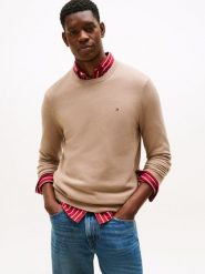 Tommy Hilfiger sweter Mężczyźni Bawełna beżowy, S. Brązowe swetry przez głowę męskie Tommy Hilfiger, m, bez wzorów, z bawełny, bez kołnierzyka. Za 329.95 zł.