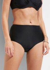 Figi bikini shape, high waist, lekki stopień modelowania sylwetki. Czarne bikini damskie bonprix, bez wzorów. Za 64.99 zł.