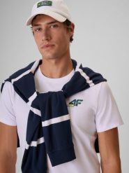 4F T-shirt slim gładki męski - biały XL. Białe t-shirty męskie 4f, l, bez wzorów, z bawełny, bez kołnierzyka. Za 69.99 zł.