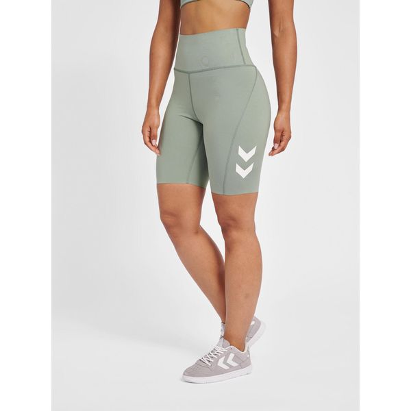 Damskie wysokie szorty Hummel MT Grace. Zielone szorty sportowe damskie Hummel, s, bez wzorów, sportowe, z podwyższonym stanem, do piłki nożnej. Za 204.00 zł.