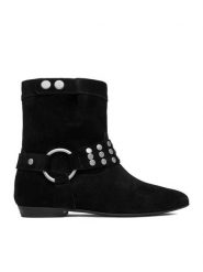 Badura Botki EO-CELIA-90505 Czarny. Czarne botki damskie Badura, ze skóry, bez obcasa, na płaskiej podeszwie, bez zapięcia. Za 429.99 zł.