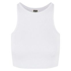 Top Damski / Damski Z Prążkowanej Bawełny Organicznej. Białe koszulki sportowe damskie Urban Classics, xl, bez wzorów, z bawełny, casualowe, bez kołnierzyka. Za 55.99 zł.