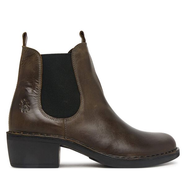 Botki Fly London. Zielone botki damskie Fly London, bez obcasa, na słupku, bez zapięcia. Za 704.99 zł.