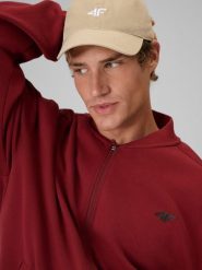 4F Bluza dresowa loose bez kaptura męska - burgundowa S. Czerwone bluzy męskie 4f, m, bez wzorów, z bawełny, bez kaptura. Za 199.99 zł.