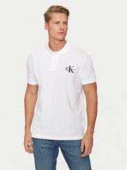 Calvin Klein Jeans Polo Monologo J30J325664 Biały Regular Fit. Białe koszulki polo męskie Calvin Klein Jeans, l, bez wzorów, z bawełny, bez ramiączek. Za 199.99 zł.
