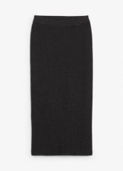 Spódnica dzianinowa z czystej bawełny. Szare spódnice damskie bonprix, bez wzorów, z bawełny, maxi. Za 149.99 zł.