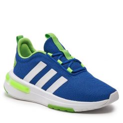Sneakersy adidas. Niebieskie półbuty chłopięce Adidas, bez wzorów, bez zapięcia. Za 209.99 zł.