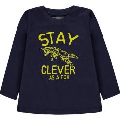 Koszulka w kolorze granatowym. Niebieskie t-shirty dla chłopców marki Kanz, z nadrukiem, z bawełny, z długim rękawem. W wyprzedaży za 19.95 zł.