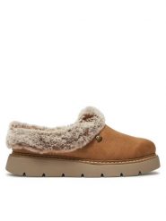 Skechers Kapcie 114762/CSNT Brązowy. Brązowe kapcie damskie Skechers, bez wzorów, ze skóry. Za 199.99 zł.