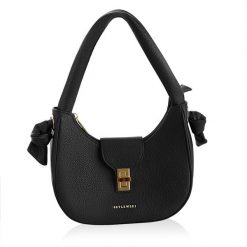 Zaokrąglona torebka damska REESE czarny. Czarne torebki do ręki damskie bez wzorów, bez dodatków. Za 61.50 zł.