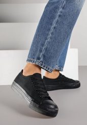 Czarne Trampki Vices na Grubszej Podeszwie pod Kostkę Tilomea. Czarne trampki i tenisówki damskie Born2be, bez wzorów, z jeansu, eleganckie, bez zapięcia. Za 49.99 zł.