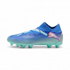 Buty piłkarskie unisex PUMA FUTURE 7 PRO FG/AG. Niebieskie buty sportowe męskie Puma, bez zapięcia, do piłki nożnej. W wyprzedaży za 422.05 zł.