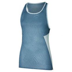 Damski tank top Mizuno. Niebieskie koszulki sportowe damskie Mizuno, bez wzorów, bez kołnierzyka, bez ramiączek, do biegania. Za 223.50 zł.