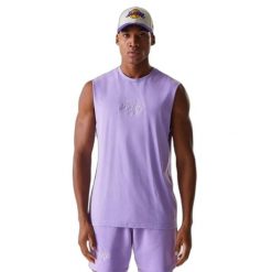 Koszulka bez rękawów Los Angeles Lakers Washed. Fioletowe koszulki sportowe męskie New Era, bez wzorów, bez kołnierzyka, bez ramiączek, do koszykówki. Za 145.50 zł.