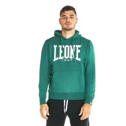 Leone 1947 Apparel Bluzy z kapturem męskie. Zielone bluzy męskie LEONE 1947 APPAREL, z bawełny, bez zapięcia, na fitness i siłownię. Za 147.31 zł.