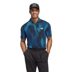 Koszulka polo z nadrukiem adidas Ultimate365 Tour Cool Feel. Niebieskie koszulki polo męskie Adidas, m, bez wzorów, eleganckie, bez ramiączek. Za 415.50 zł.
