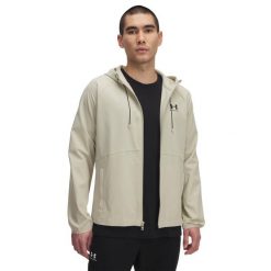 Kurtka Mężczyzna UNDER ARMOUR UA VIBE WOVEN JACKET. Brązowe kurtki męskie Under Armour, m, bez wzorów, do biegania. Za 337.85 zł.