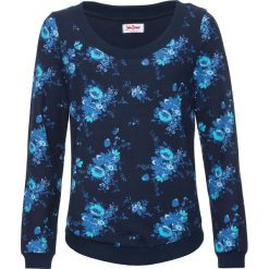 Bluza z nadrukiem, długi rękaw bonprix ciemnoniebieski z nadrukiem. Bluzy damskie marki bonprix. Za 37.99 zł.