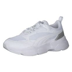 Buty do chodzenia damskie Puma Cassia Distressed. Białe obuwie sportowe damskie Puma, bez wzorów, z materiału, trekkingowe. Za 366.00 zł.