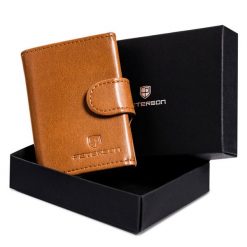 Portfel na karty Peterson PTN 122511901 brązowy. Brązowe portfele męskie Peterson, bez wzorów, ze skóry. Za 149.99 zł.