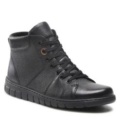 Trzewiki Go Soft. Czarne botki damskie GO SOFT, bez obcasa, na płaskiej podeszwie, bez zapięcia. Za 229.99 zł.