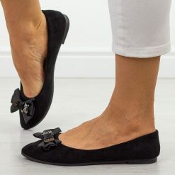 Czarne zamszowe baleriny damskie Potocki 23310. Czarne baleriny damskie POTOCKI, na lato, bez wzorów, z jeansu, biznesowe, bez obcasa, na płaskiej podeszwie. Za 99.00 zł.