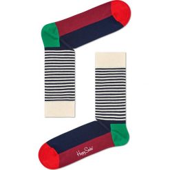 Happy Socks - Skarpetki Half Stripe. Szare skarpety damskie Happy Socks, z bawełny. W wyprzedaży za 29.90 zł.