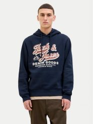 Jack & Jones Bluza Logo 12279649 Granatowy Regular Fit. Niebieskie bluzy męskie Jack & Jones, l, bez wzorów, z syntetyku, bez kaptura. Za 189.99 zł.