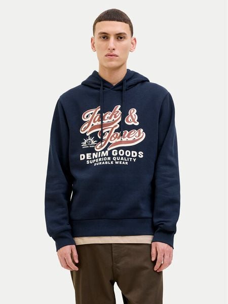 Jack & Jones Bluza Logo 12279649 Granatowy Regular Fit. Niebieskie bluzy męskie Jack & Jones, m, bez wzorów, z bawełny, bez kaptura. Za 114.99 zł.