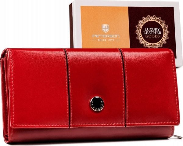 Peterson Duży portfel damski ze skóry naturalnej zamykany na zatrzask Peterson NoSize. Portfele damskie Peterson, bez wzorów, ze skóry. Za 168.24 zł.