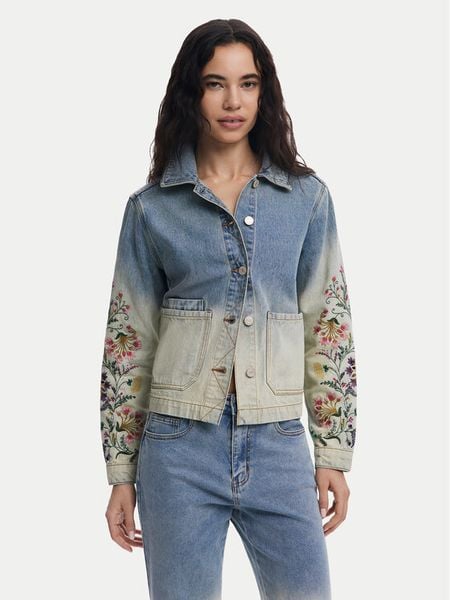 Desigual Kurtka jeansowa Houston 25SWED06 Niebieski Regular Fit. Niebieskie kurtki damskie Desigual, s, bez wzorów, z bawełny, bez kaptura. Za 339.99 zł.