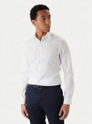 Calvin Klein Koszula LV019EU053 Biały Slim Fit. Białe koszule męskie Calvin Klein, m, bez wzorów, z bawełny, biznesowe, bez kołnierzyka, bez ramiączek. Za 429.99 zł.