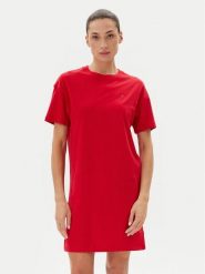 Tommy Hilfiger Koszula nocna UW0UW05767 Czerwony Regular Fit. Czerwone piżamy damskie Tommy Hilfiger, s, bez wzorów, z bawełny, bez ramiączek. Za 189.99 zł.