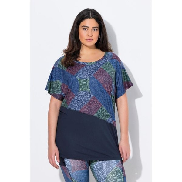 Damskie Bluzka funkcyjna oversize rękaw 1/2. Niebieskie koszulki sportowe damskie Ulla Popken, plus size, bez wzorów, z elastanu, bez kołnierzyka, bez ramiączek. W wyprzedaży za 159.99 zł.