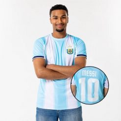 Argentinië Messie koszulka piłkarska męska. Niebieskie koszulki sportowe męskie AFA, m, bez wzorów, z materiału, bez kołnierzyka, bez ramiączek, na fitness i siłownię. Za 184.99 zł.