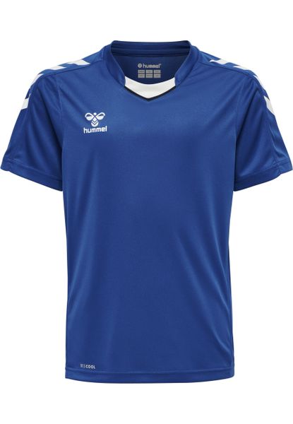 Koszulka dziecięca Hummel hmlCORE XK. Niebieskie t-shirty dla chłopców Hummel, bez wzorów, z dzianiny, bez ramiączek. Za 54.90 zł.