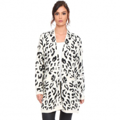 Kardigan "Leopard" w kolorze beżowym. Brązowe kardigany damskie Cosy Winter, z motywem zwierzęcym. W wyprzedaży za 181.95 zł.