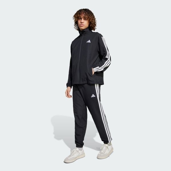 Dres Sportswear Basic 3-Stripes Woven. Czarne buty sportowe męskie Adidas, z dresówki, bez zapięcia, na fitness i siłownię. Za 227.00 zł.