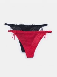 Majtki stringi 2 pack - czerwony. Czerwone stringi damskie Sinsay, l, bez wzorów. Za 19.99 zł.