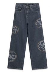 Guess Jeansy J6YA02 D1209 Szary Wide Leg. Szare jeansy dla dziewczynek Guess, z bawełny. Za 324.99 zł.