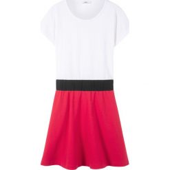 Sukienka shirtowa bonprix biało-czarno-czerwony. Sukienki dla dziewczynek marki bonprix. Za 37.99 zł.