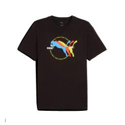 Koszulka męska PUMA GRAPHICS MULTIPLE CAT LOGO TEE S. Czarne koszulki sportowe męskie Adidas, m, bez wzorów, z materiału, bez kołnierzyka, bez ramiączek, na fitness i siłownię. Za 109.00 zł.