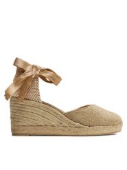 Castañer Espadryle Carina/6/032 021769 Złoty. Żółte sandały damskie Castañer, bez wzorów, z materiału, bez obcasa, bez zapięcia. Za 359.99 zł.