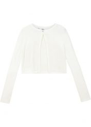 Bolerko dzianinowe. Białe t-shirty i topy dla dziewczynek bonprix, bez wzorów, z dzianiny, bez ramiączek. Za 64.99 zł.
