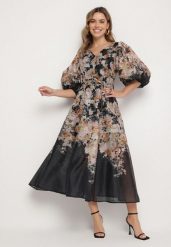 Czarna Wiskozowa Sukienka o Rozkloszowanym Kroju w Kwiaty Redameira. Czarne sukienki damskie Born2be, na co dzień, na wiosnę, m, bez wzorów, z wiskozy, eleganckie, bez kołnierzyka, bez ramiączek, maxi, rozkloszowane. Za 219.99 zł.