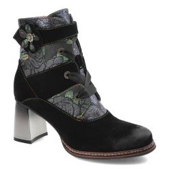 Czarne Botki Laura Vita Eleganckie Obuwie Damskie Premium. Czarne kozaki damskie Laura Vita, ze skóry, bez obcasa, na obcasie. Za 479.00 zł.