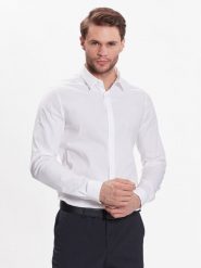 Calvin Klein Koszula Hidden K10K109891 Biały Extra Slim Fit. Białe koszule męskie Calvin Klein, m, bez wzorów, z bawełny, biznesowe, bez kołnierzyka, bez ramiączek. Za 339.99 zł.