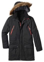 Parka hydrofobowa. Czarne kurtki męskie bonprix, na zimę, m, bez wzorów, z kapturem. Za 379.99 zł.